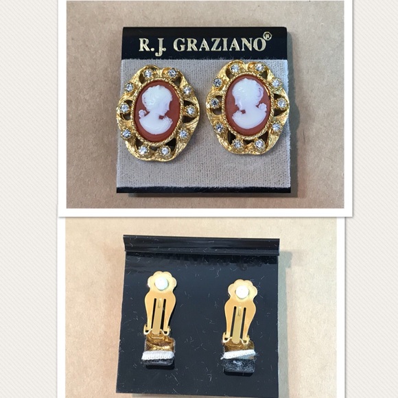 SIGNED R.J Graziano Edwardian Cameo Earrings - Picture 6 of 7